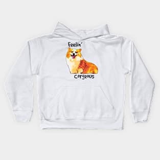 Funny Corgi Feelin Corgeous Kids Hoodie